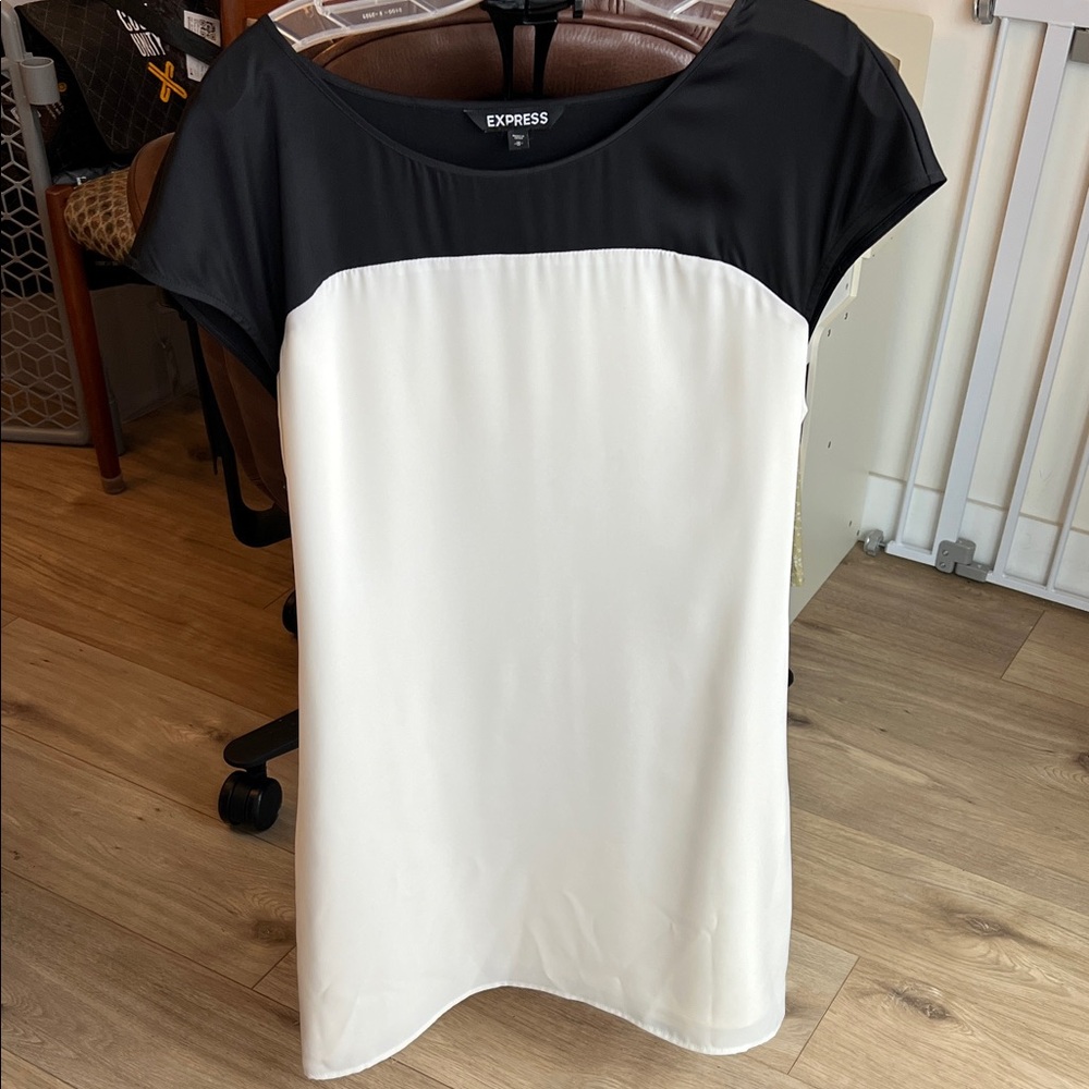 Express Color Block Black and White Dress